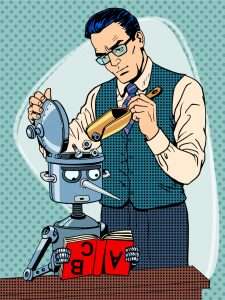 Education scientist teacher robot student